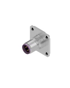 Sockets • Male connector axial • Front panel mounting • M12x1 • 4- pos. • B-coded • Solder cup • Shielded  M16x1,5 • Square flange 26 mm • Shielded