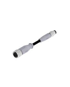 Female connector axial • A-coded • Double ended • M12x1 • 3-pos. • 3 m • 0,34 mm² • TPU halogeenfree high flexible • Unshielded