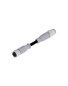 Female connector axial • A-coded • Double ended • M12x1 • 5- pos. • 0,3 m • 0,25 mm² • TPU halogeenfree shielded • Shielded