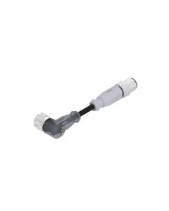 Kupplung gewinkelt • A-codiert • 2 LED • Verbindungsleitung • M12x1 • 3-pol. • 0,3 m • 0,34 mm² • TPU halogenfrei hochflexibel • Ungeschirmt