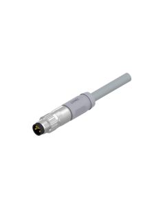 Male connector axial • A-coded • single ended • M8x1 • 4- pos. • 2 m • 0,25 mm² • TPU halogeenfree shielded • Shielded