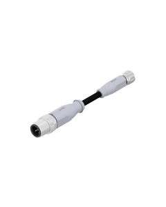 Male connector axial • A-coded • Double ended • M12x1 • 3-pos. • 0,3 m • 0,34 mm² • TPU halogeenfree high flexible • Unshielded