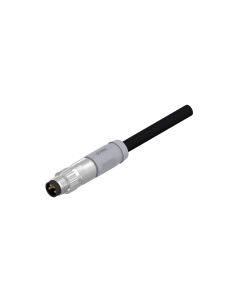 Male connector axial • A-coded • single ended • M8x1 • 4- pos. • 3 m • 0,25 mm² • PVC shielded • Shielded