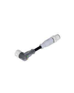 Kupplung gewinkelt • A-codiert • 3 LED • Verbindungsleitung • M12x1 • 5-pol. • 0,3 m • 0,34 mm² • TPU halogenfrei hochflexibel • Ungeschirmt