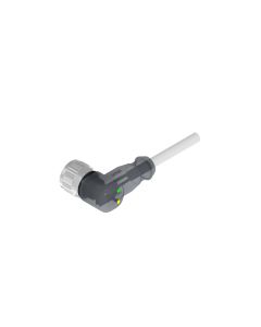 Kupplung gewinkelt • A-codiert • 2 LED • Anschlussleitung • M12x1 • 3-pol. • 2 m • 0,34 mm² • PVC • Ungeschirmt