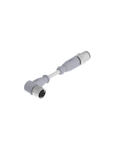 Female connector angled • A-coded • Double ended • M12x1 • 4- pos. • 3 m • 0,34 mm² • PVC • Unshielded