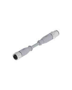 Female connector axial • A-coded • Double ended • M12x1 • 5- pos. • 0,3 m • 0,25 mm² • PVC shielded • Shielded