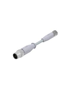 Male connector axial • A-coded • Double ended • M12x1 • 3-pos. • 0,3 m • 0,34 mm² • PVC • Unshielded