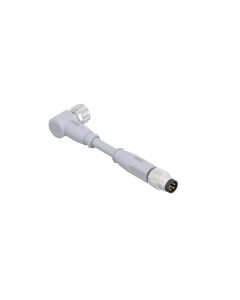 Kupplung gewinkelt • A-codiert • Verbindungsleitung • M8x1 • 4-pol. • 0,3 m • 0,25 mm² • PVC • Ungeschirmt