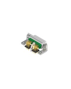 D-SUB Combination High Density • 19W1  [ • ○ • ] • Socket • Solder Pin angled .350" stamped Contacts • 50 Ohm • Crimp / crimp angled