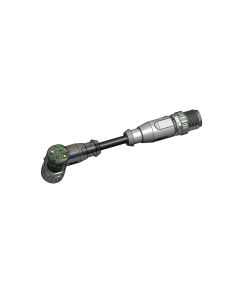 Female connector angled • A-coded • 3 LED • Double ended • M12x1 • 4- pos. • 0,3 m • 0,34 mm² • TPU halogeenfree high flexible • Unshielded