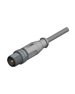 Male connector axial • A-coded • single ended • M12x1 • 3-pos. • 2 m • 0,34 mm² • PVC • Unshielded