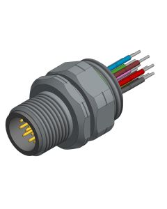 Flansch • Stecker axial • Frontmontage • M12x1 • 12-pol. • A-codiert • Litze • AWG26 • Ungeschirmt  PG9