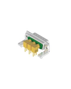 D-SUB Combination Standard • 3W3C  [○\○/○] • Plug • Panel mounted receptacle • 50 Ohm • Solder pin angled 3pin shell size 1-4