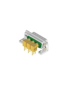 D-SUB Combination Standard • 3W3C  [○\○/○] • Plug • Panel mounted receptacle • 50 Ohm • Solder pin angled 3pin shell size 1-4