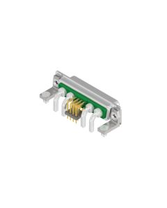 D-SUB Combination High Density • 15W4  [○○ • ○○] • Socket • Solder Pin angled .350" stamped Contacts • 50 Ohm • Crimp / crimp angled