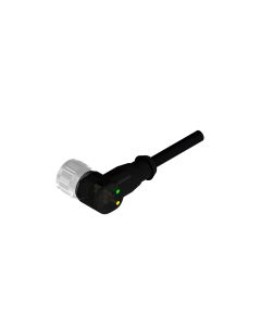 Kupplung gewinkelt • A-codiert • 2 LED • Anschlussleitung • M12x1 • 5-pol. • 10 m • 0,34 mm² • TPU halogenfrei hochflexibel • Ungeschirmt