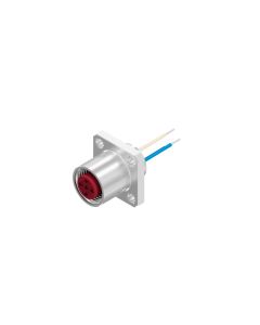 Sockets • Front panel mounting • M12x1 • 4- pos. • A-coded • Wire • AWG24 • Female connector axial • Square flange 20 mm • 0,5 m