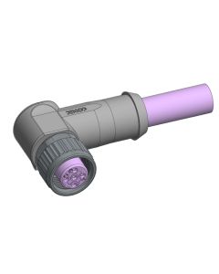 Female connector angled • B-coded • single ended • M12x1 • 4- pos. • 2 m • 2xAWG22 • TPU shielded SFTP • Shielded