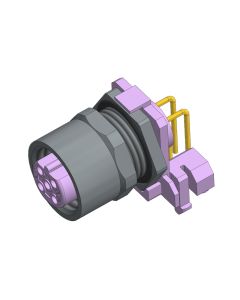 Flansch • Kupplung axial • Hinterwandmontage • M12x1 • 4-pol. • B-codiert • Lötpin gewinkelt • Geschirmt  M16x1,5 • Geschirmt