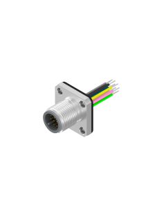 Flansch • Stecker axial • Frontmontage • M12x1 • 12-pol. • A-codiert • Litze • AWG26 • Ungeschirmt  M16x1,5