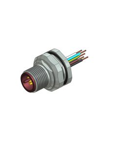 Flansch • Hinterwandmontage • M12x1 • 4-pol. • A-codiert • Litze • AWG24 • M16x1,5 • Stecker axial • Einbauflansch • 0,5 m