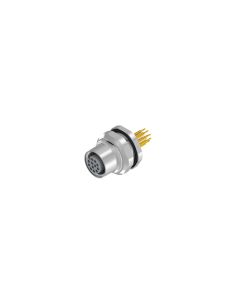 Sockets • Female connector axial • Back panel mounting • M12x1 • 12-pos. • 12 mm • A-coded • Solder pin • Unshielded  M16x1,5