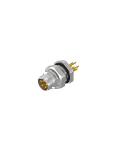Sockets • Male connector axial • Back panel mounting • M8x1 • 5- pos. • 5,5 mm • B-coded • Solder pin straight • Unshielded  M8x1