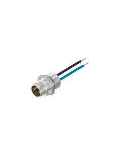 Sockets • Male connector axial • Front panel mounting • M8x1 • 3-pos. • A-coded • Wire • AWG24 • Unshielded  M8x0,5