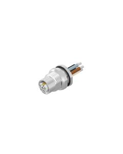 Sockets • Back panel mounting • M12x1 • 4-pos+FE • L-coded • Wire • AWG14 • Power connectors • Female connector axial • 0,5 m