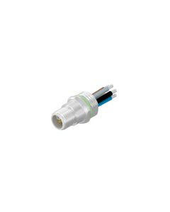 Flansch • Frontmontage • M12x1 • 4-pol.+FE • L-codiert • Litze • AWG14 • Ungeschirmt  M12x1 • Power Steckverbinder • Stecker axial • 0,5 m