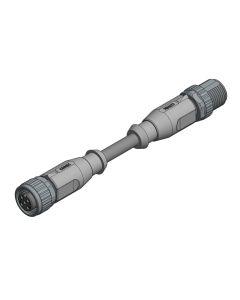 Female connector axial • A-coded • Double ended • M12x1 • 4- pos. • 0,3 m • 0,34 mm² • PVC shielded • Shielded