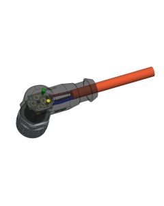 Female connector angled • A-coded • 2 LED • single ended • M12x1 • 3-pos. • 2 m • 0,34 mm² • TPU irradiated • Unshielded