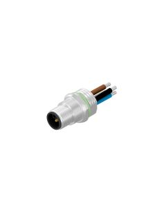 Flansch • Frontmontage • M12x1 • 4-pol.+FE • L-codiert • Litze • AWG14 • Power Steckverbinder • Stecker axial • 0,5 m