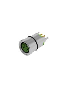 M8x1 • 4- pos. • A-coded • Solder pin straight • Shielded • Female connector axial