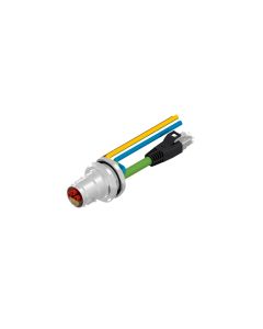 Receptacle • B17 • 2-pos.+PE • 2 m • Back panel mounting • Long version