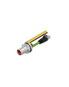 Receptacle • B17 • 2-pos.+PE • 2 m • Back panel mounting • Long version