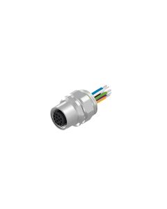 Flansch • Kupplung axial • Frontmontage, positionierbar • M12x1 • 12-pol. • A-codiert • Litze • AWG26 • Ungeschirmt  M16x1,5