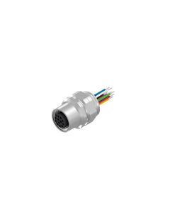 Flansch • Kupplung axial • Frontmontage, positionierbar • M12x1 • 12-pol. • A-codiert • Litze • AWG26 • Ungeschirmt  PG9