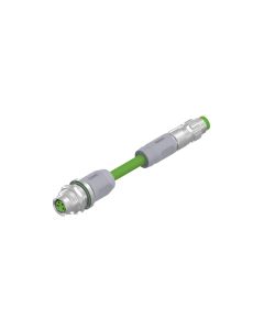 Kupplung axial • A-codiert • Flansch mit Leitung • M8x1 • 4-pol. • 0,3 m • AWG26 • PUR geschirmt, Cat 5e • Geschirmt • Verbindungsleitung • Hinterwandmontage • Geschirmt  M8x1