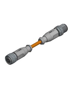 Kupplung axial • A-codiert • Verbindungsleitung • M12x1 • 4-pol. • 0,3 m • 0,34 mm² • TPU strahlenvernetzt • Ungeschirmt