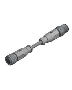 Female connector axial • A-coded • Double ended • M12x1 • 4- pos. • 0,3 m • 0,34 mm² • PVC • Unshielded