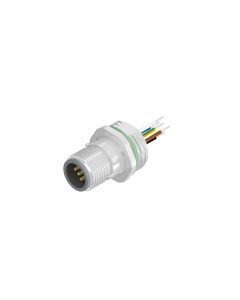 Sockets • Front panel mounting • M12x1 • 5- pos. • A-coded • Wire • Shielded • Male connector axial • 0,5 m