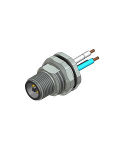 Sockets • Male connector axial • Back panel mounting • M12x1 • 4- pos. • T-coded • Wire • 1,5 mm² • Unshielded  M16x1,5 • 0,5 m