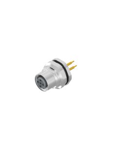 Sockets • Female connector axial • Back panel mounting • M12x1 • 4- pos. • 12 mm • A-coded • Solder pin • Unshielded  M16x1,5
