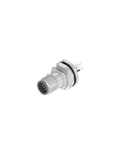 Sockets • Back panel mounting • M12x1 • 5- pos. • A-coded • Wire • Shielded • Male connector axial • 0,5 m