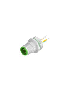 Sockets • Front panel mounting • M12x1 • 4- pos. • D-coded • Wire • Shielded • Male connector axial • 0,5 m