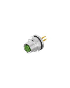Sockets • Female connector axial • Back panel mounting • M12x1 • 4- pos. • 12 mm • D-coded • Solder pin • Unshielded  PG9 • Unshielded