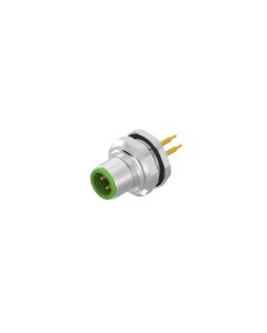 Sockets • Male connector axial • Back panel mounting • M12x1 • 4- pos. • 12 mm • D-coded • Solder pin • Unshielded  PG9 • Unshielded