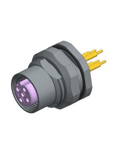 Flansch • Kupplung axial • Hinterwandmontage • M12x1 • 4-pol. • 12 mm • B-codiert • Lötpin • Geschirmt  M16x1,5 • Geschirmt